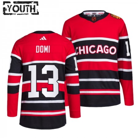 Chicago Blackhawks Hockeydrakt Max Domi 13 2022-23 Rød Reverse Retro 2.0 Adidas Authentic - Barn